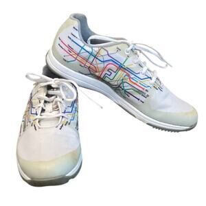 Foot Joy Womens Golf Shoes US 8 White Rainbow Ortholite Subway Print Leisure FJ